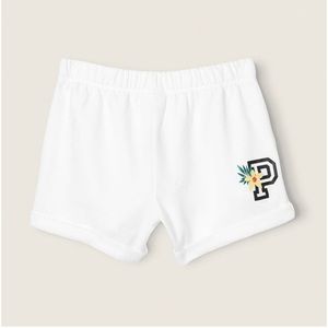 VICTORIA'S SECRET PINK LOUNGE HERITAGE SHORTS OPTICAL WHITE TROPICAL PRINT